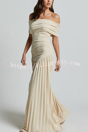 Sexy Off-shoulder Slim Fit Pleated Maxi Dress