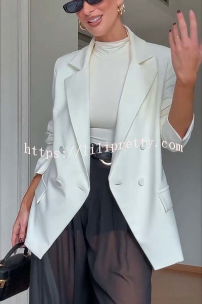 Autumn Avenue Double-breasted Long Sleeve Lapel Loose Blazer