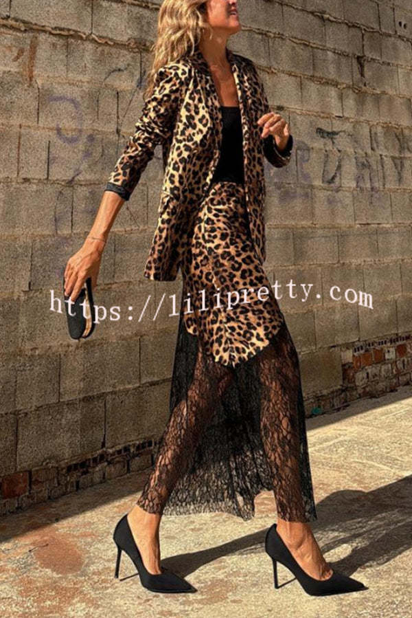 Coco Lady Leopard Lace Patchwork Irregular Skirt