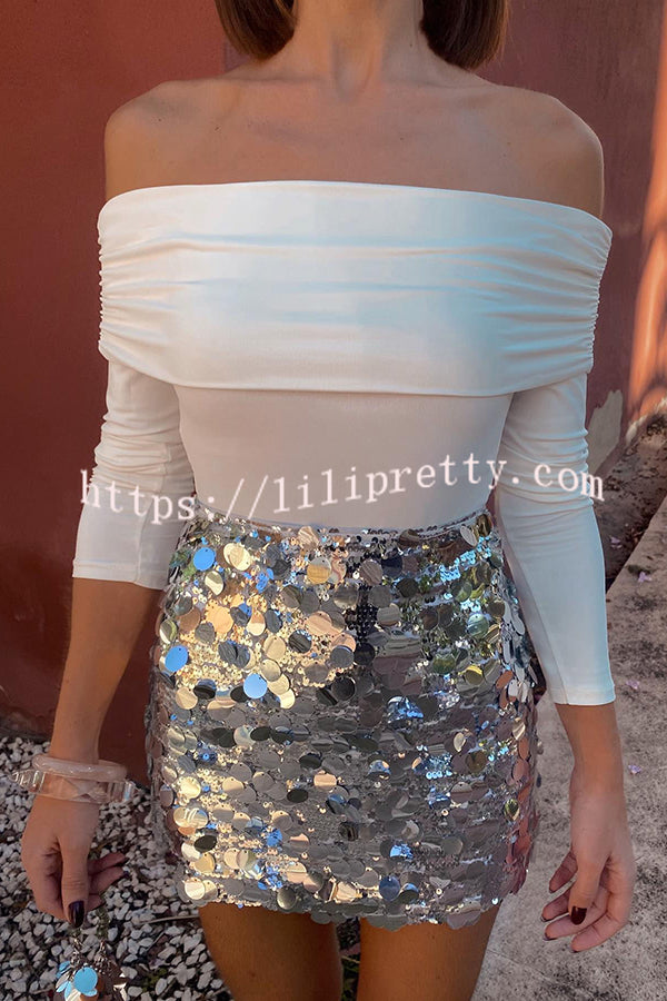 Liya Paillette Sequin Side Zipper Mini Skirt