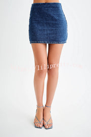 Modern Flavor Denim High Rise Back Zipper A-line Stretch Mini Skirt