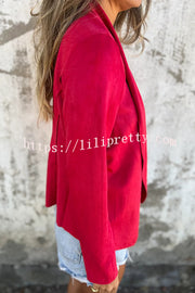 Solid Color Suede Lapel Long Sleeve Loose Coat