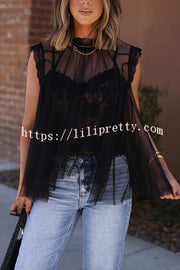 Light and Cute Tulle Lace Inner Wear High Neck Cape Top