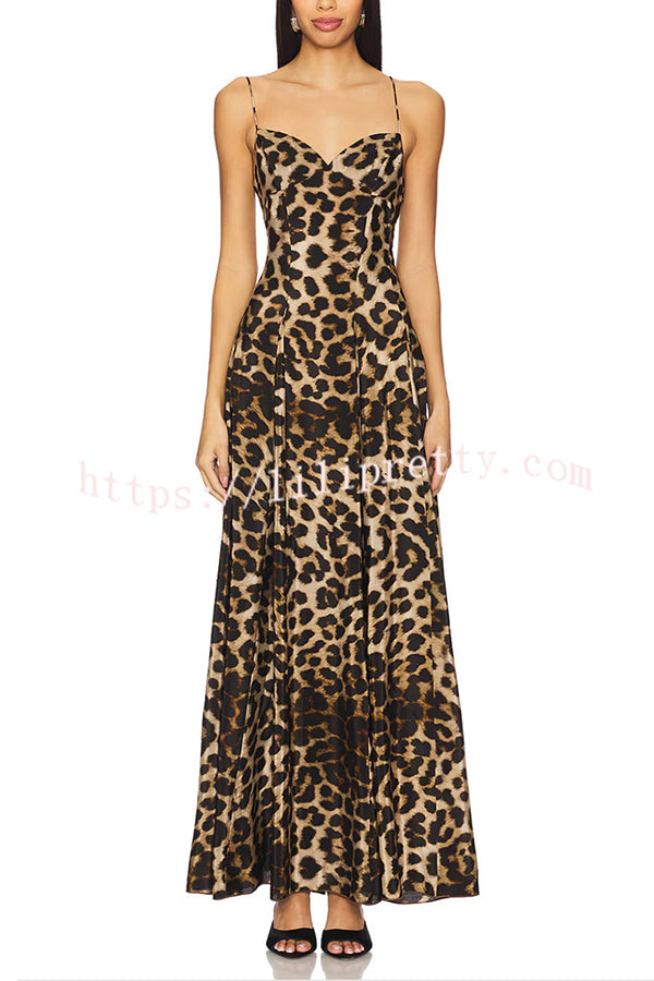 In The Maldives Leopard Waisted A-line Slip Maxi Dress