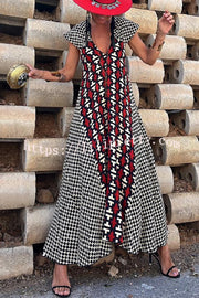 Lilipretty® Fresh Breeze Ethnic Unique Print Ruffle Sleeve A-line Maxi Dress