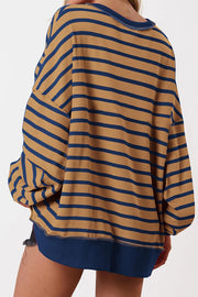 Fashion Striped Print Loose Casual Long-sleeved Top