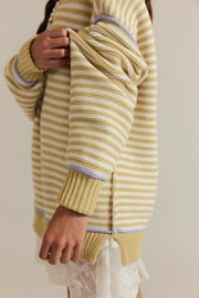 Fashion Striped Colorblock Loose Round Neck Long-sleeved Knitted Sweater