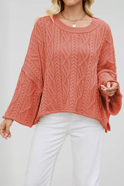 Solid Color Cable Knit Loose Long-sleeved Casual Sweater
