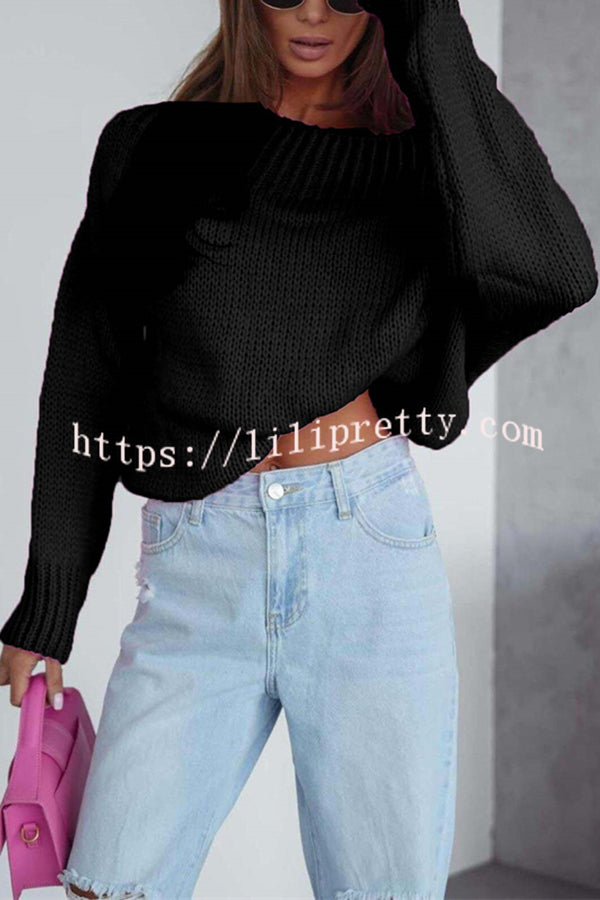 Solid Color Long-sleeved Round Neck Loose Knitted Sweater