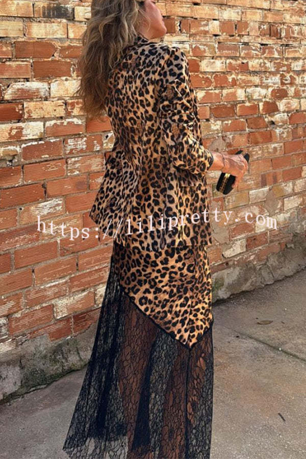 Coco Lady Leopard Lace Patchwork Irregular Skirt