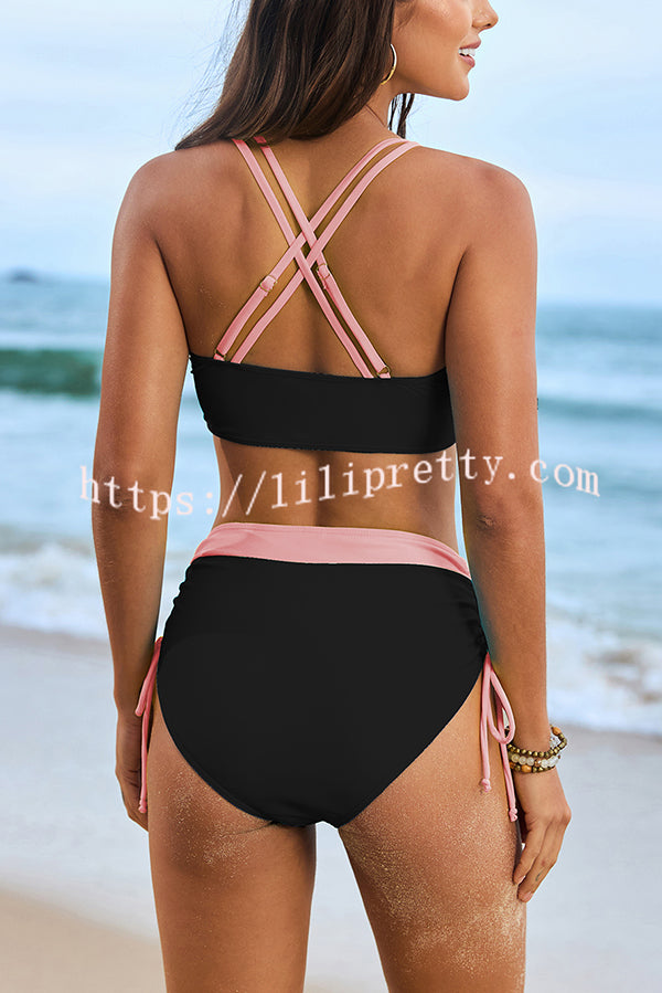 Fashionable High Waist Stretch Bikini Swimsuit