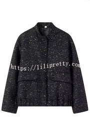 Fashion Sequin Long Sleeve Casual Pocket Loose Jacket