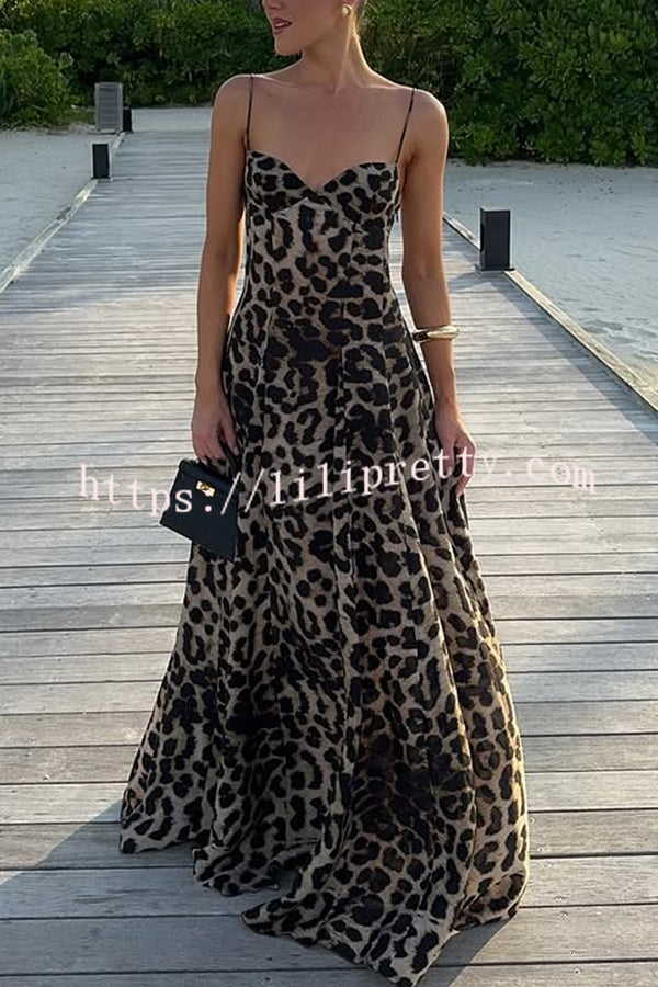 In The Maldives Leopard Waisted A-line Slip Maxi Dress