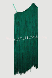 Fashion One-shoulder Slim-fit Elegant Tassel Mini Dress