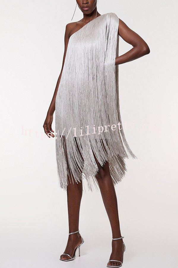 Fashion One-shoulder Slim-fit Elegant Tassel Mini Dress