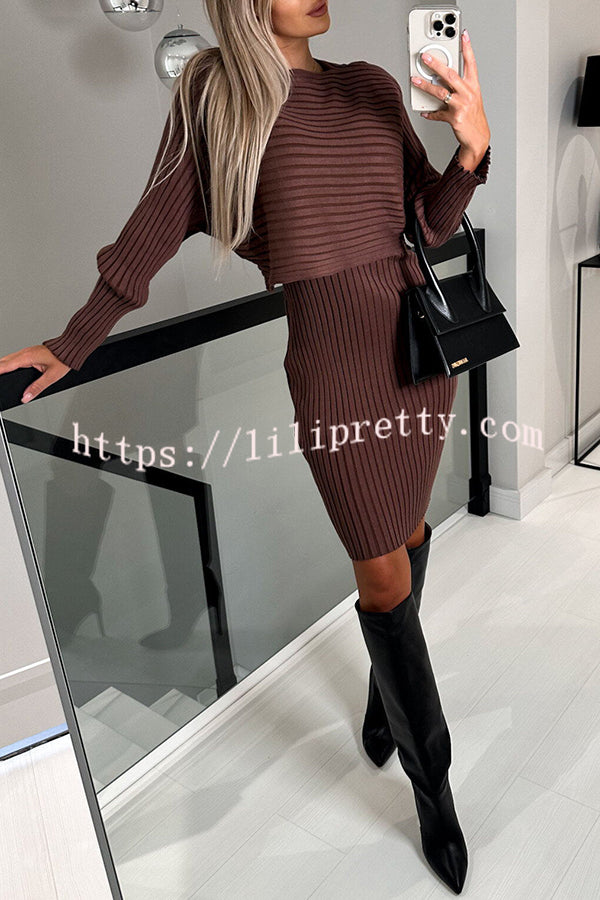 Lilipretty Striped Long Sleeved Top and Strappy Mini Dress Set