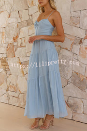 Solid Color Sleeveless Suspender Pleated Back Maxi Dress