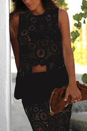 Lilipretty® Summer Getaway Look Crochet Lace Irregular Hem Loose Tank Top