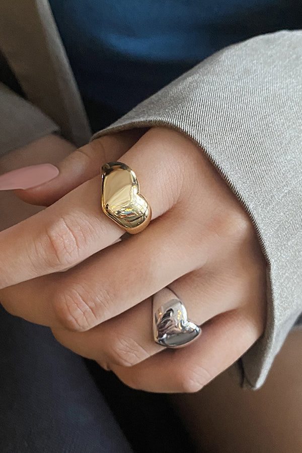 Simple Heart-shaped Metal Texture Ring