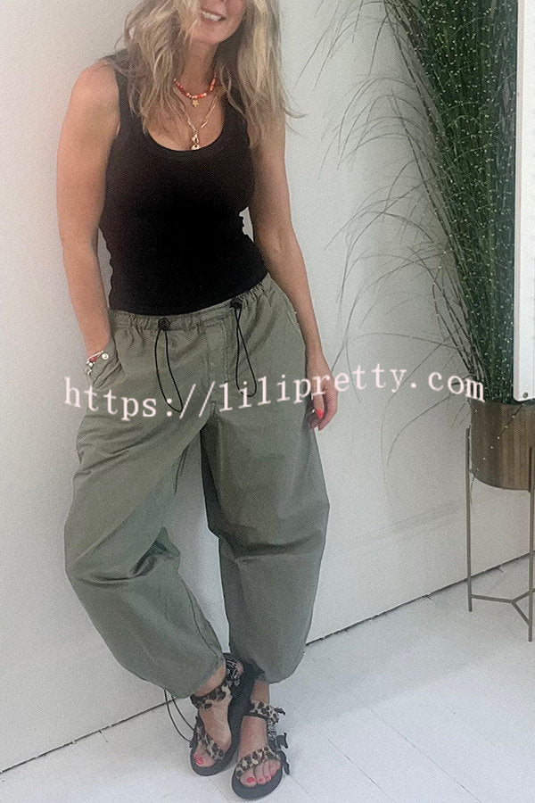 Lilipretty Street Style Drawstring Elastic Waist Pocketed Cargo Pants