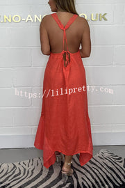 Solid Color V-neck Sleeveless Sexy Backless Irregular Maxi Dress