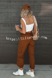 Lilipretty Let��s Rewind Nylon Elastic Waist Pocketed Cargo Pants