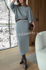 Soft and Warm Cashmere Ribbed Knit Sleeveless Midi Sweater Dress