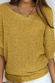 Lilipretty Crew Neck Knitted Half Sleeve Sweater