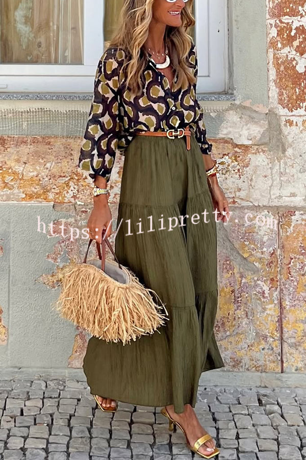 Solid Color Splicing Casual Vacation Maxi Skirt