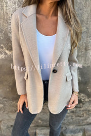 Daytime Perfection Faux Wool Lapel Button Relaxed Blazer