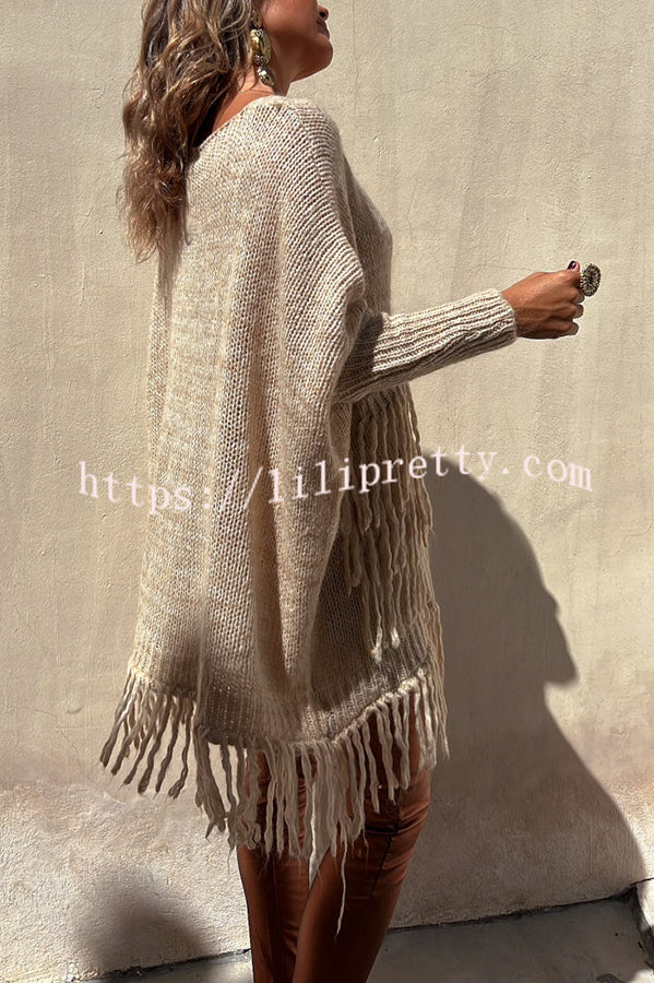 Lilipretty Coming with You Knit Tassel Trim Pocketed Loose Sweater
