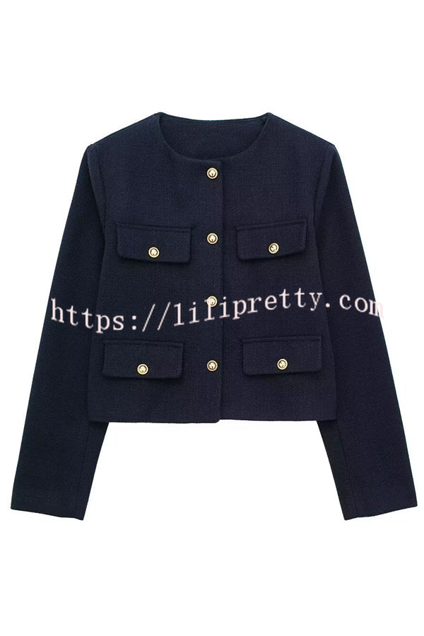 Stylish Buttoned Long Sleeve Casual Pocket Blazer