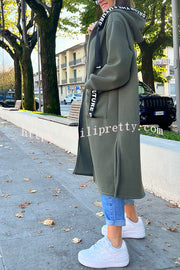 Fashionable and Casual Hooded Zipper Pocket Loose Long Coat