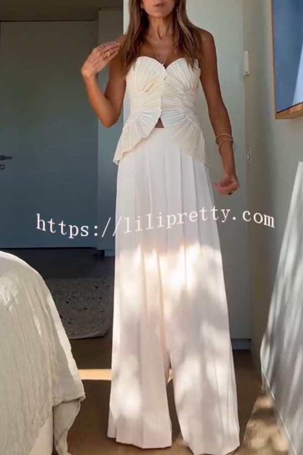 Show Exquisiteness Satin Pleated Heart-shaped Off Shoulder Halter Tank