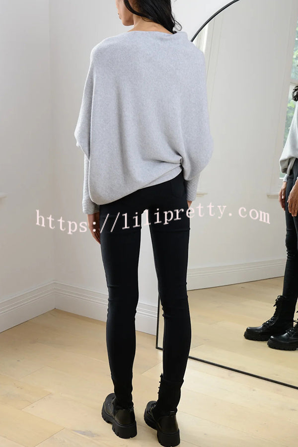 Solid Color Round Neck Long Sleeve Loose Knitted Sweater