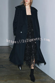 Chic Celebration Layered Sequined Tassels Slip Strapless H-line Midi Dress