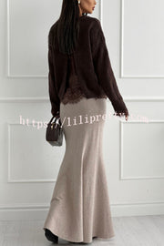 Caitlin Knit Stretch Fabric High Waist Fishtail Casual Maxi Skirt