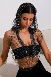 Fashion Fishnet Rhinestone Hooded Vest