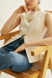 British Elegant Sun-decorated Sleeveless Versatile Vest