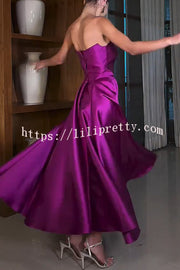 Cinderella's Dream Satin Square Off Shoulder Maxi Dress