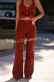 Latte Break Corduroy High Rise Pocket Flare Pants