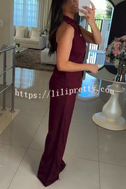 Fashion Lapel Sleeveless Button Vest and Casual Straight-leg Suit Pants Set