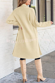 Solid Color Long-sleeved Casual Loose Pocket Mid-length Cardigan
