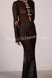 Sexy Backless Long-sleeved Knitted Slim-fit Maxi Dress