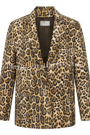 Catwalk Leopard Single Button Long Sleeve Pocketed Lapel Boyfriend Blazer