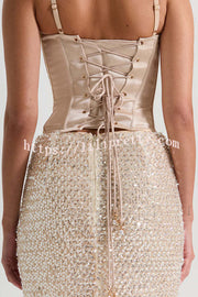 The Great Gatsby Satin Sweetheart Neck Corset Back Lace-up Tank