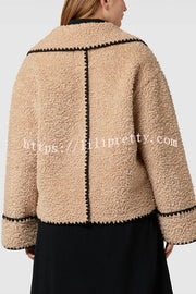 Lamb Wool Casual Lapel Loose Pocket Coat