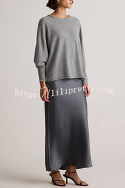 Soft and Warm Cashmere Knit Batwing Sleeve Relaxed Sweater