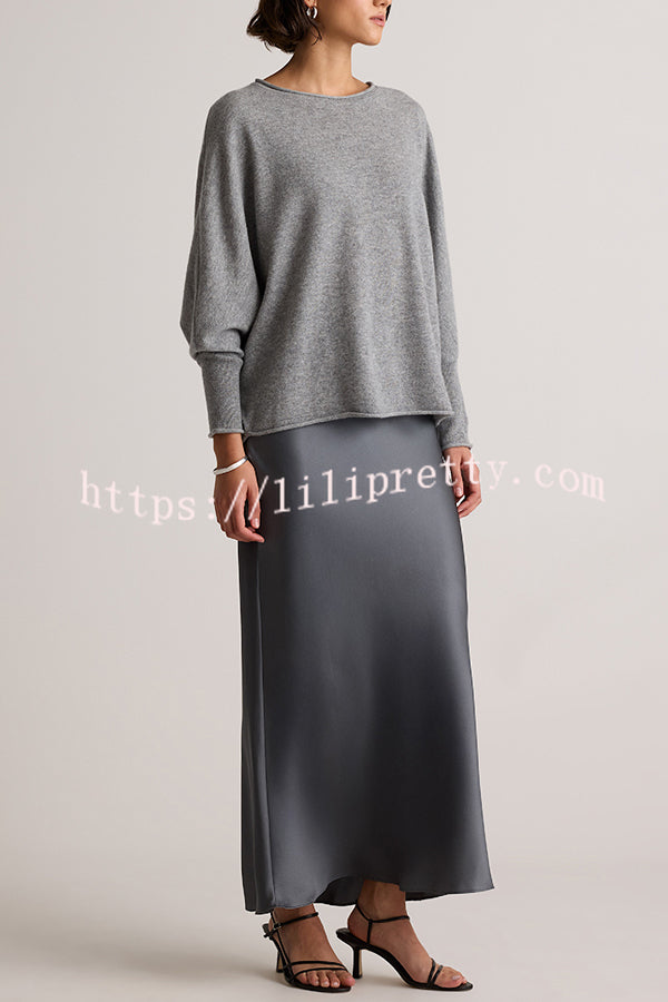 Soft and Warm Cashmere Knit Batwing Sleeve Relaxed Sweater