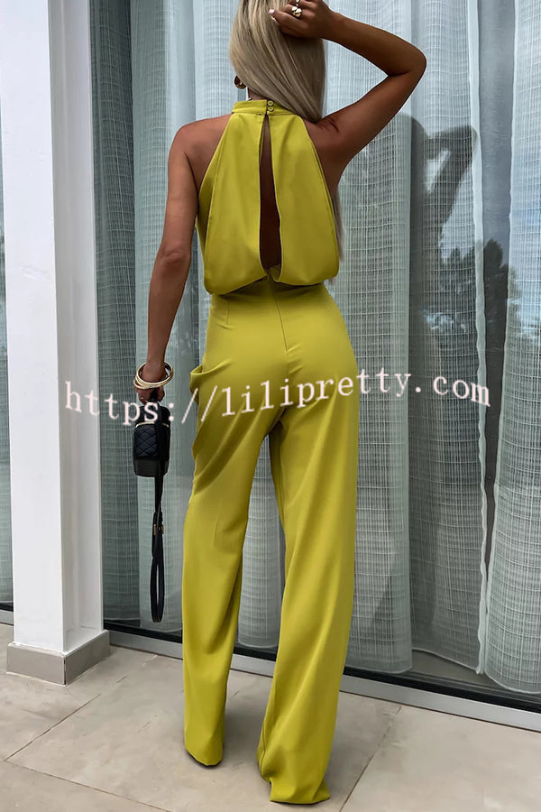 Fashionable Solid Color Sleeveless Hollow Slim Fit Jumpsuit